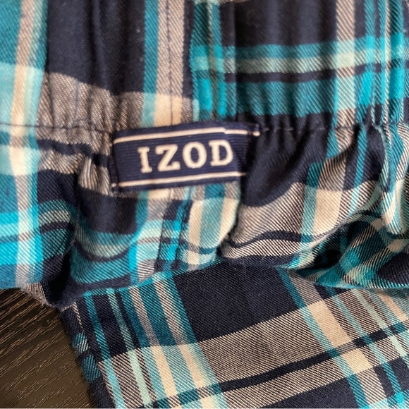 Izod Men's Blue Plaid Lounge Pants with Drawstring, small - Picture 3 of 5